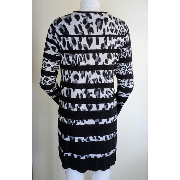 NEW Alfani Minidress Medium Black White Leopard Print Black Stripe Jersey Knit - Picture 7 of 8
